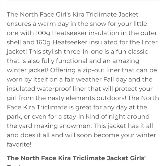 Like New-The north face Kira, 2 jackets in 1, Triclimate.  Size M.Best coat! - Picture 10 of 11
